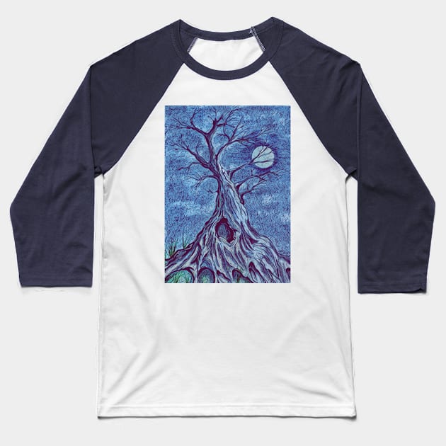 Ghostly tree Baseball T-Shirt by Glenbobagins